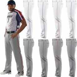 Alleson Athletic Crush Open Bottom Adjustable Mens Baseball Pants W. Piping