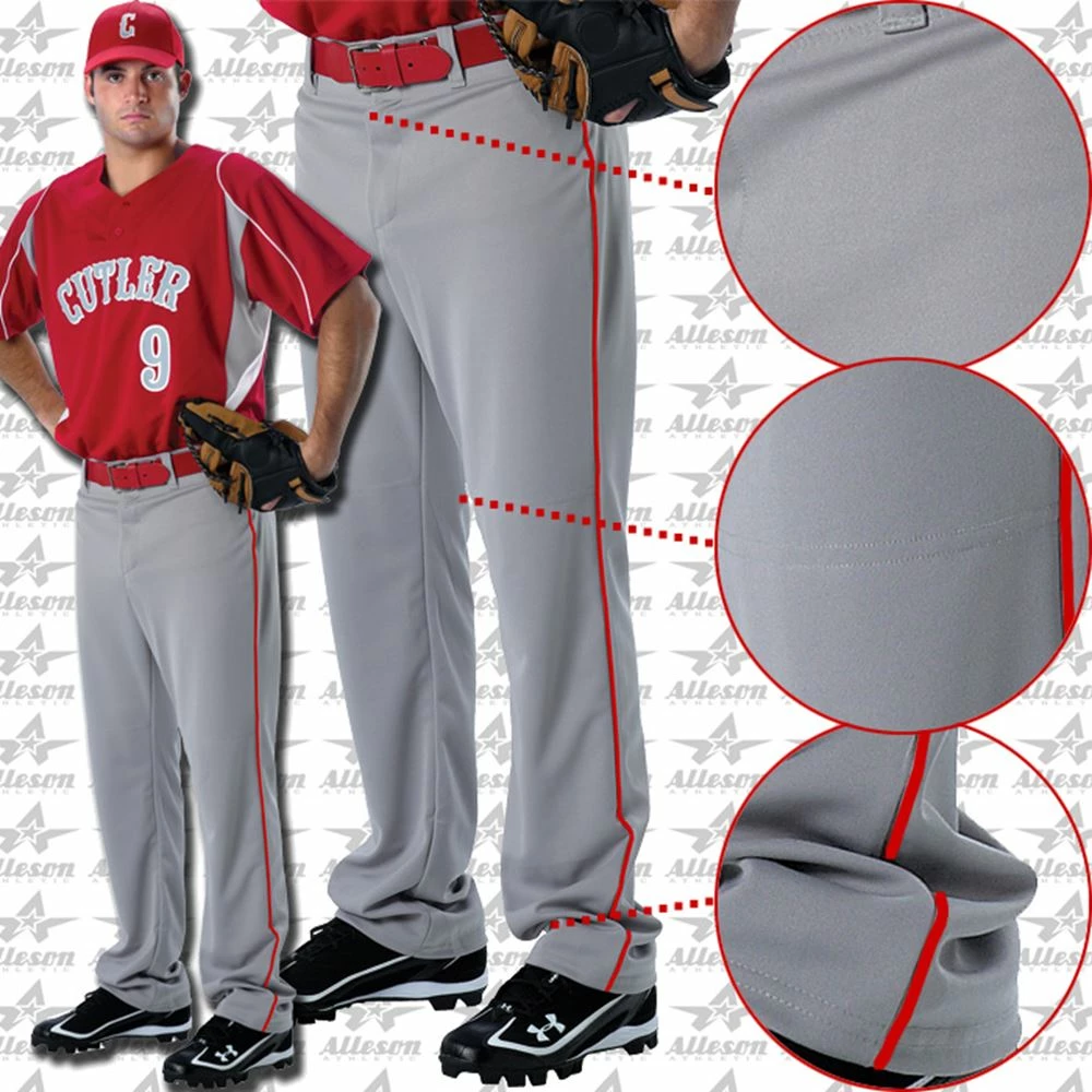 Alleson Athletic Open Bottom Mens Baseball Pants W. Side Braid 4 Alleson Athletic Open Bottom Mens Baseball Pants W. Side Braid - Image 2